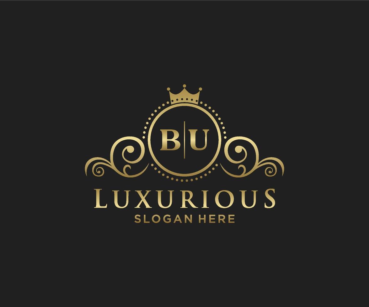 Initial BU Letter Royal Luxury Logo template in vector art for Restaurant, Royalty, Boutique, Cafe, Hotel, Heraldic, Jewelry, Fashion and other vector illustration.