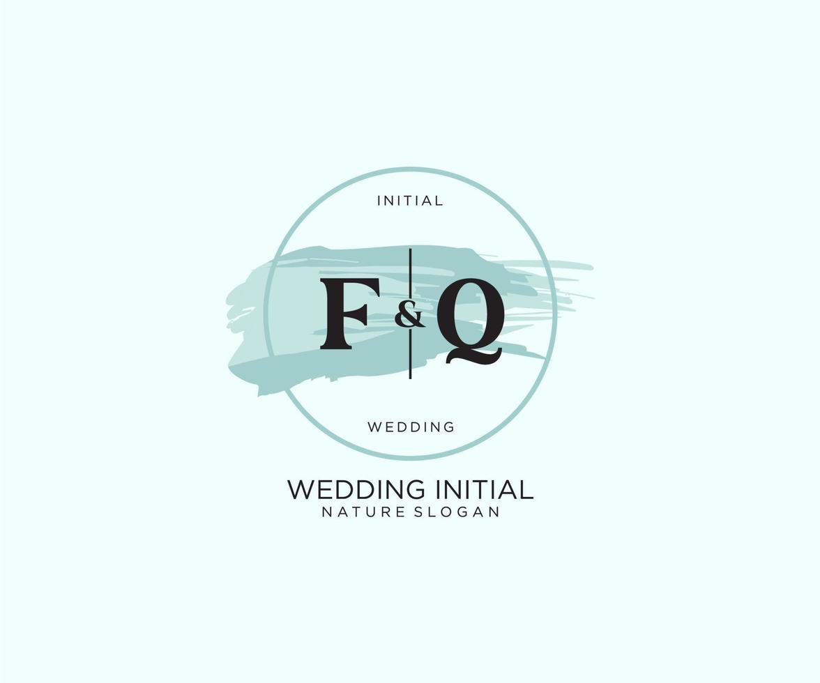 Initial FQ Letter Beauty vector initial logo, handwriting logo of initial signature, wedding, fashion, jewerly, boutique, floral and botanical with creative template for any company or business.