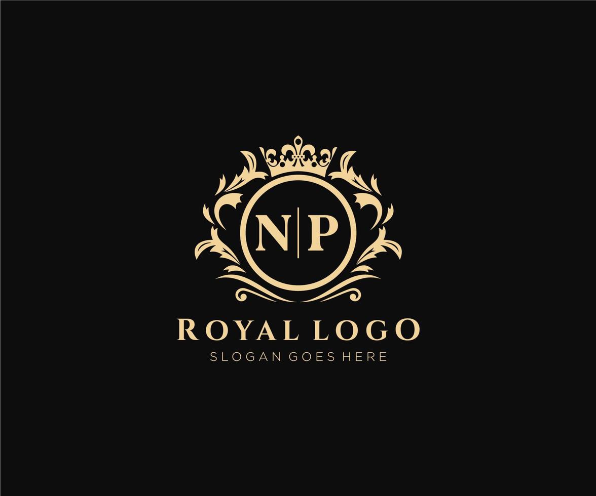 Initial NP Letter Luxurious Brand Logo Template, for Restaurant, Royalty, Boutique, Cafe, Hotel, Heraldic, Jewelry, Fashion and other vector illustration.