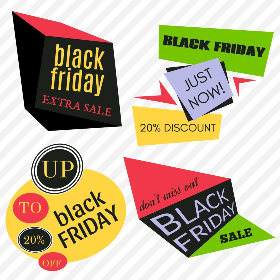 Black Friday Sale Vector Badges and Labels. Set of Black Friday Stickers and Banners.