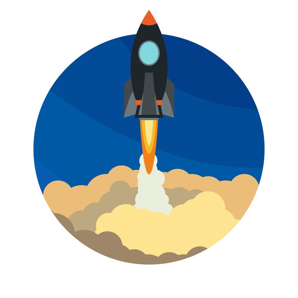Space rocket ship launch. Vector illustration.