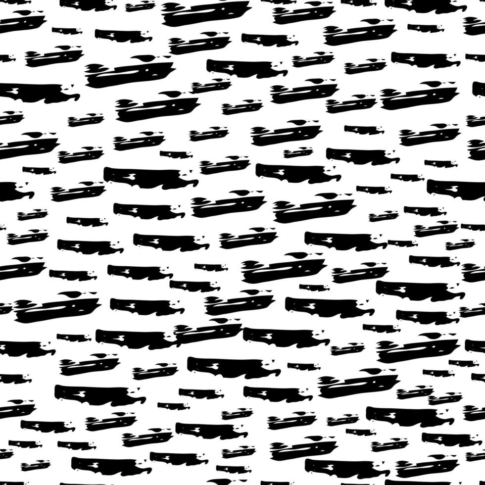 Seamless pattern with dark hand drawn scribble smear on white background. Abstract grunge texture. Vector illustration