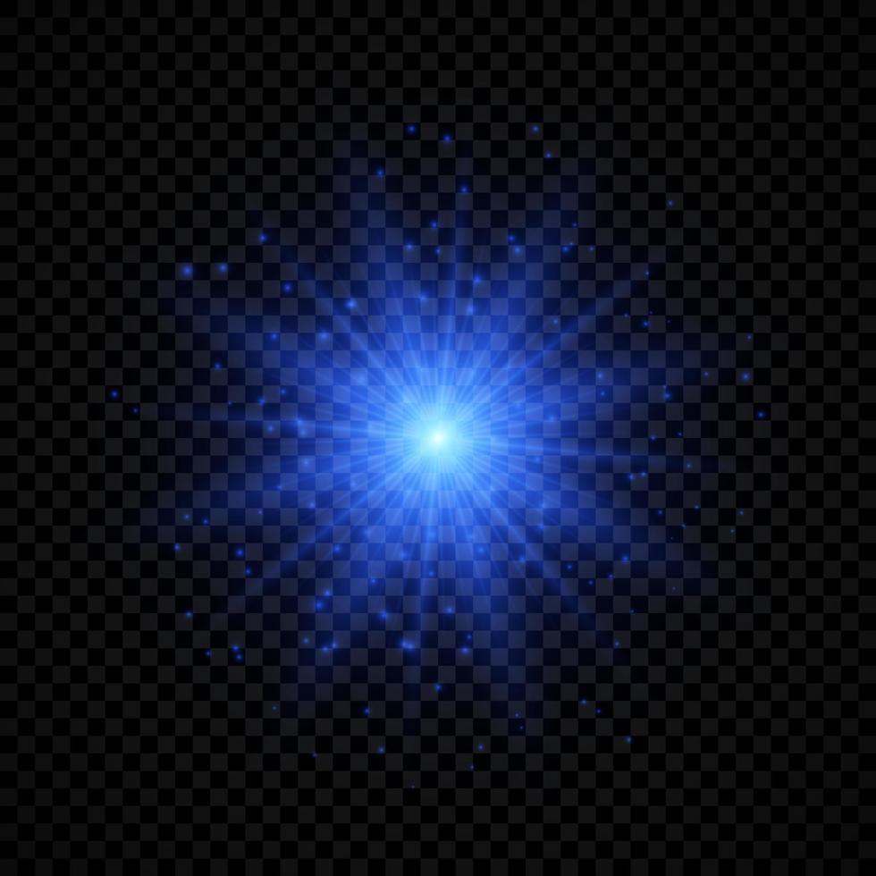 Light effect of lens flares. Blue glowing lights starburst effects with sparkles vector