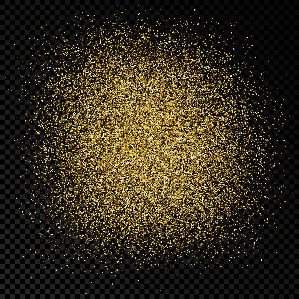 Golden glittering backdrop on a dark background. Background with gold glitter effect and empty space for your text. Vector illustration