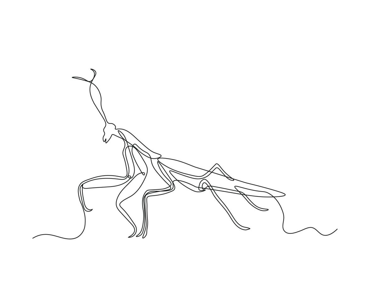 abstract Mantis Continuous One Line Drawing vector