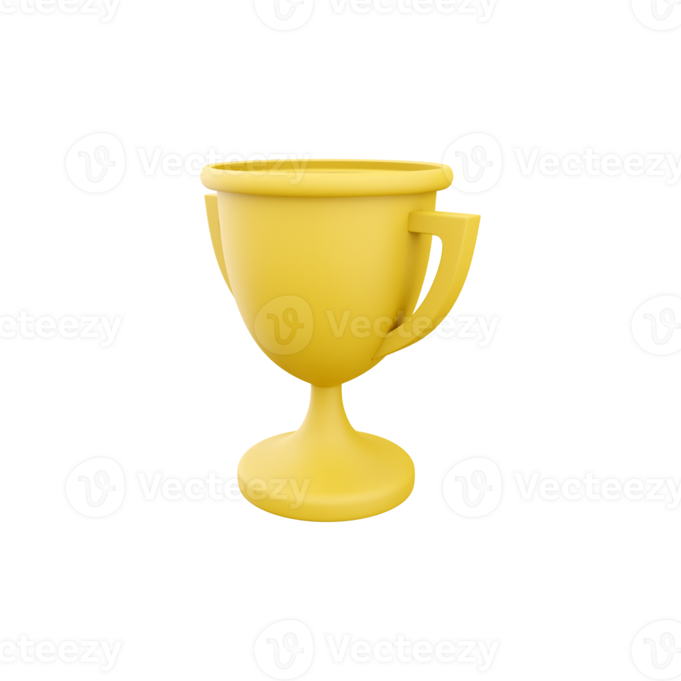 3d golden cup icon. Winner Gold Trophy 3D Icon. 3D render yellow, golden cup icon on white background illustration png