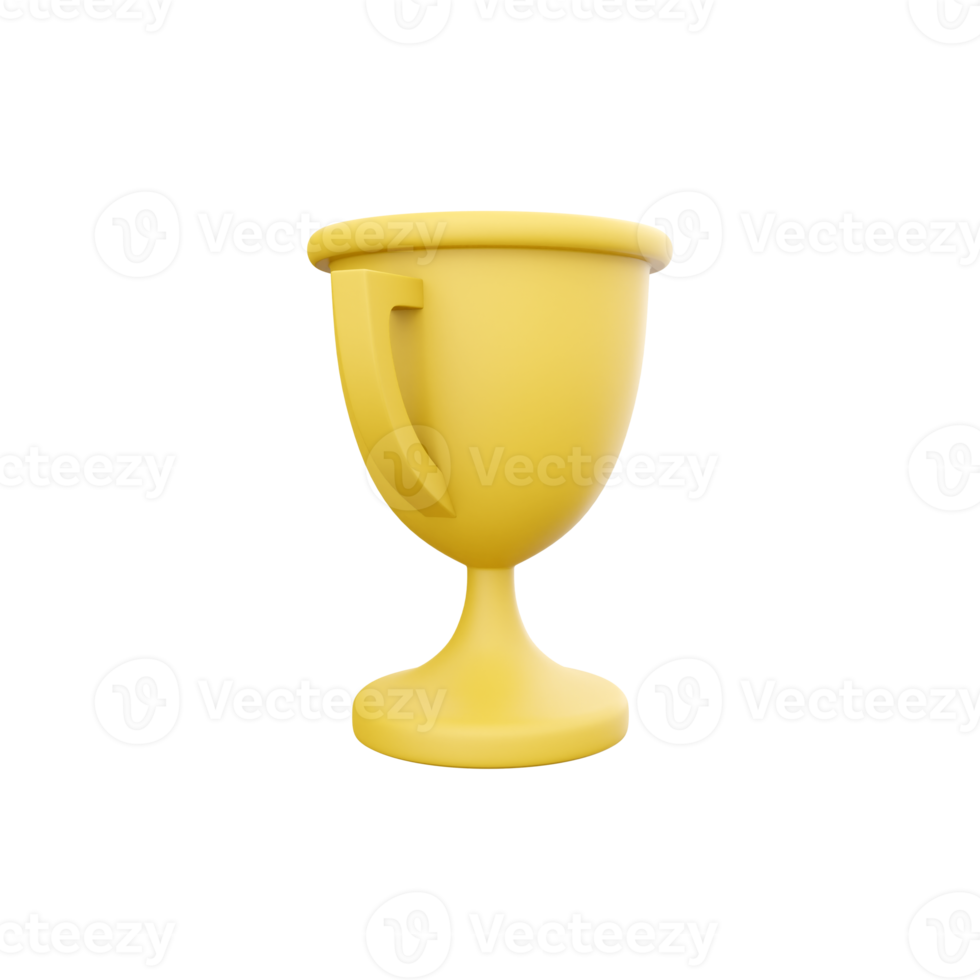 3d golden cup icon. Winner Gold Trophy 3D Icon. 3D render yellow, golden cup icon on white background illustration png