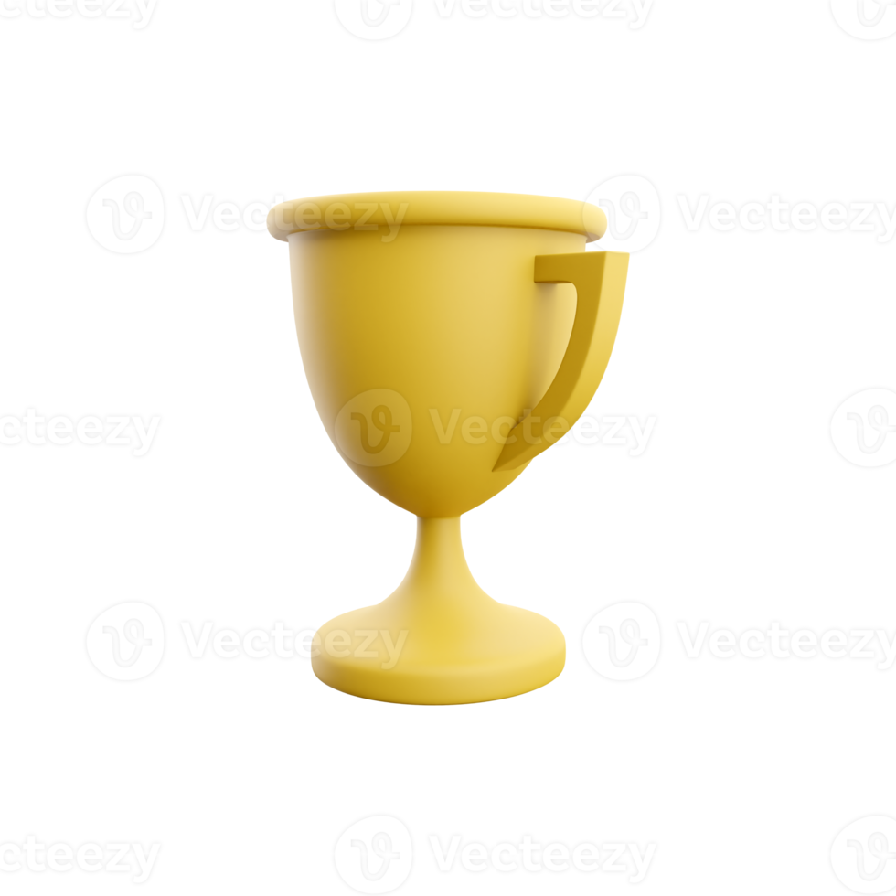 3d golden cup icon. Winner Gold Trophy 3D Icon. 3D render yellow, golden cup icon on white background illustration png