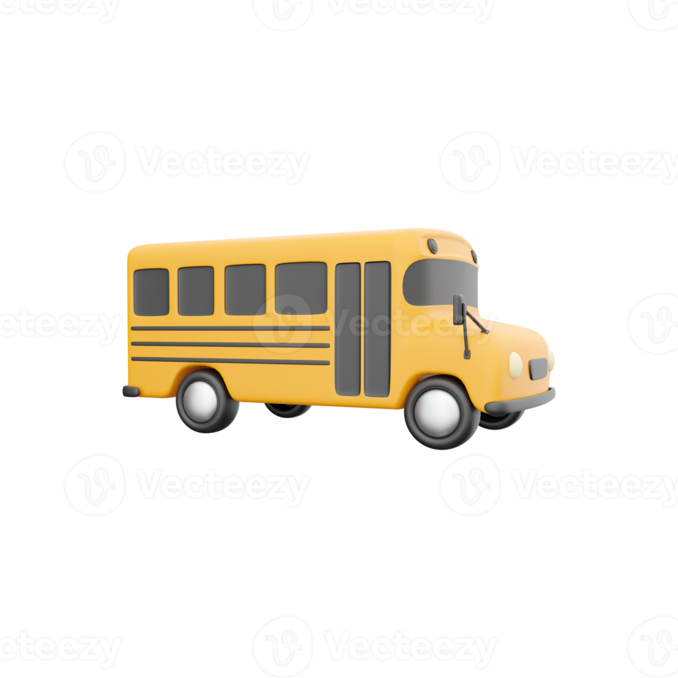 3d render of yellow School bus icon, back to school concept. 3D render school bus icon on white background. png