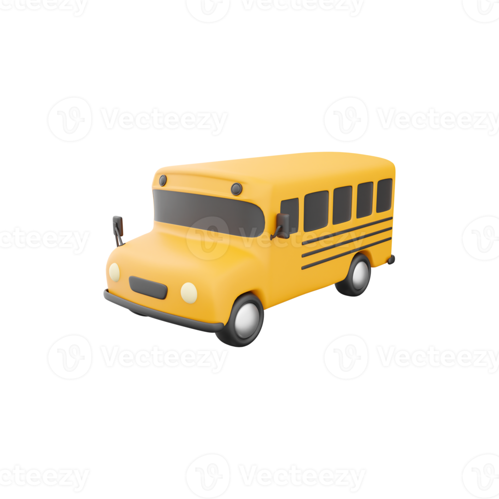 3d geven van geel school- bus icoon, terug naar school- concept. 3d geven school- bus icoon Aan wit achtergrond. png