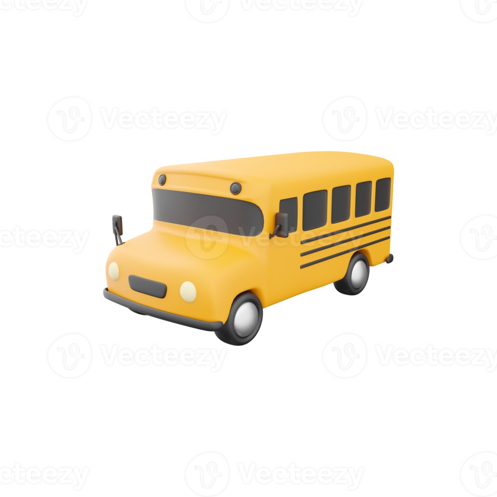 3d render of yellow School bus icon, back to school concept. 3D render school bus icon on white background. png