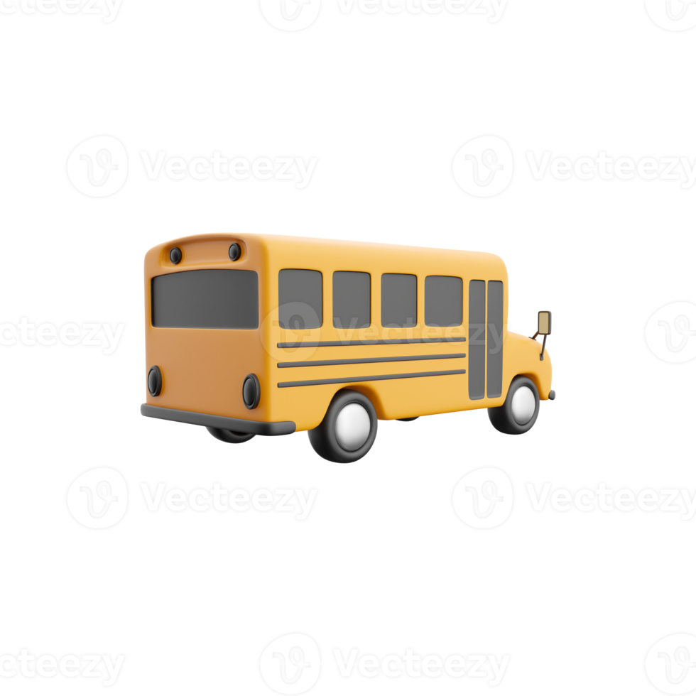 3d render of yellow School bus icon, back to school concept. 3D render school bus icon on white background. png