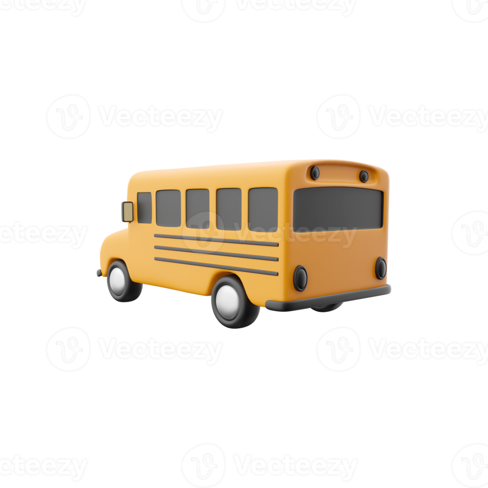 3d render of yellow School bus icon, back to school concept. 3D render school bus icon on white background. png