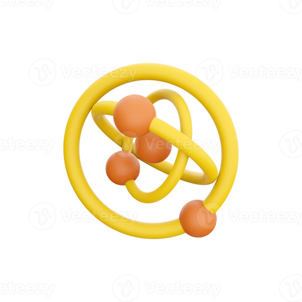 3d render atom icon. 3d render atom icon on white background. png