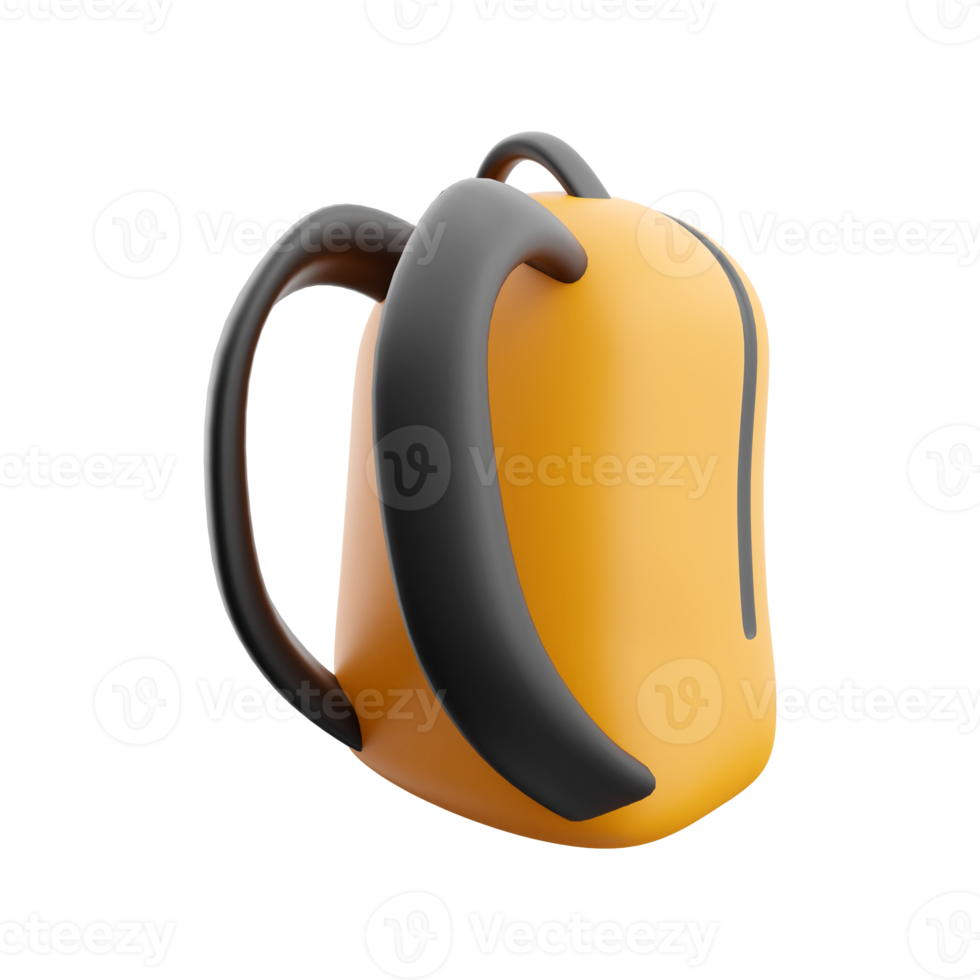 Backpack 3d icon. 3d school back rendering icon. 3D render school back, backpack icon on white background. png