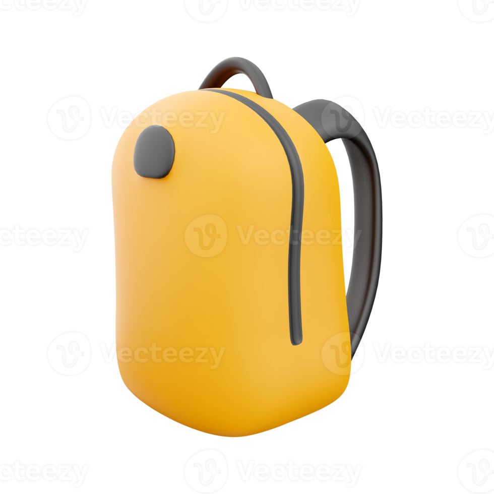 Backpack 3d icon. 3d school back rendering icon. 3D render school back, backpack icon on white background. png