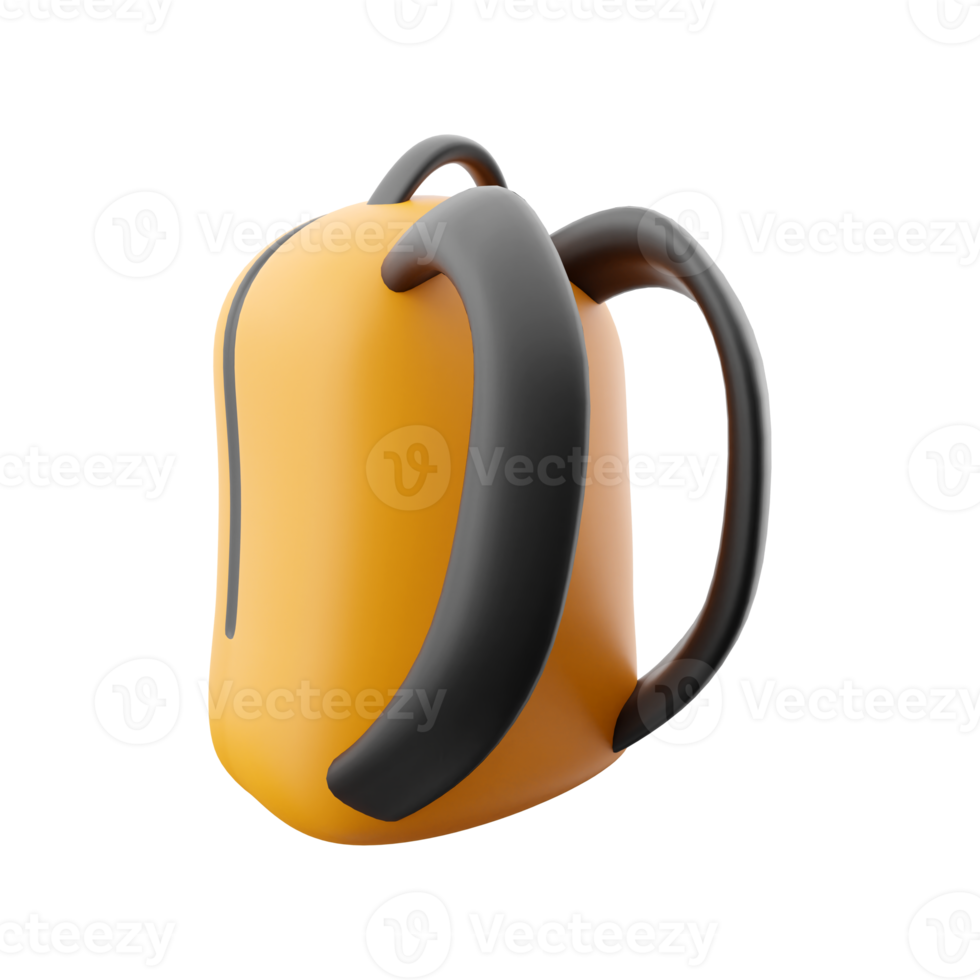 Backpack 3d icon. 3d school back rendering icon. 3D render school back, backpack icon on white background. png