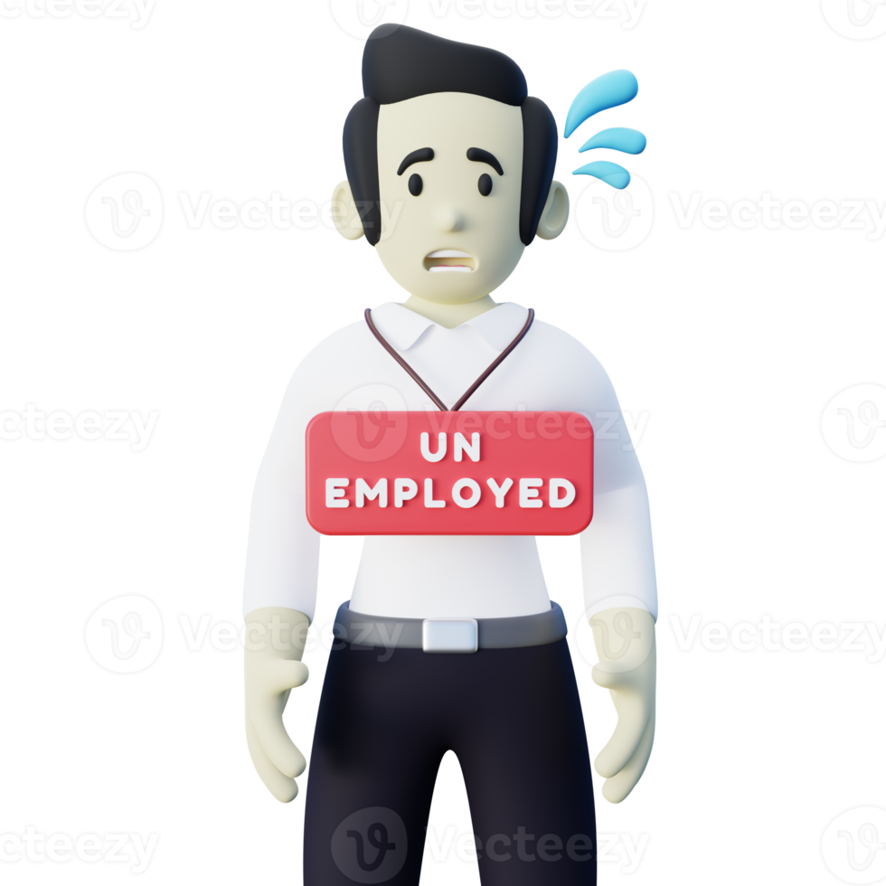 3d Illustration of Unemployed Man png