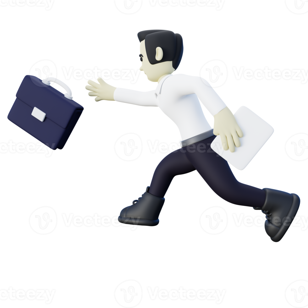 3d Illustration of Job Seeker Running Late for Job Interview png