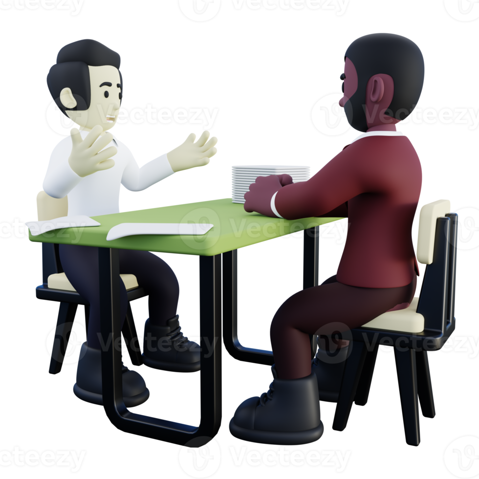 3d Illustration of HR Doing Job Interview with Employee Candidate png