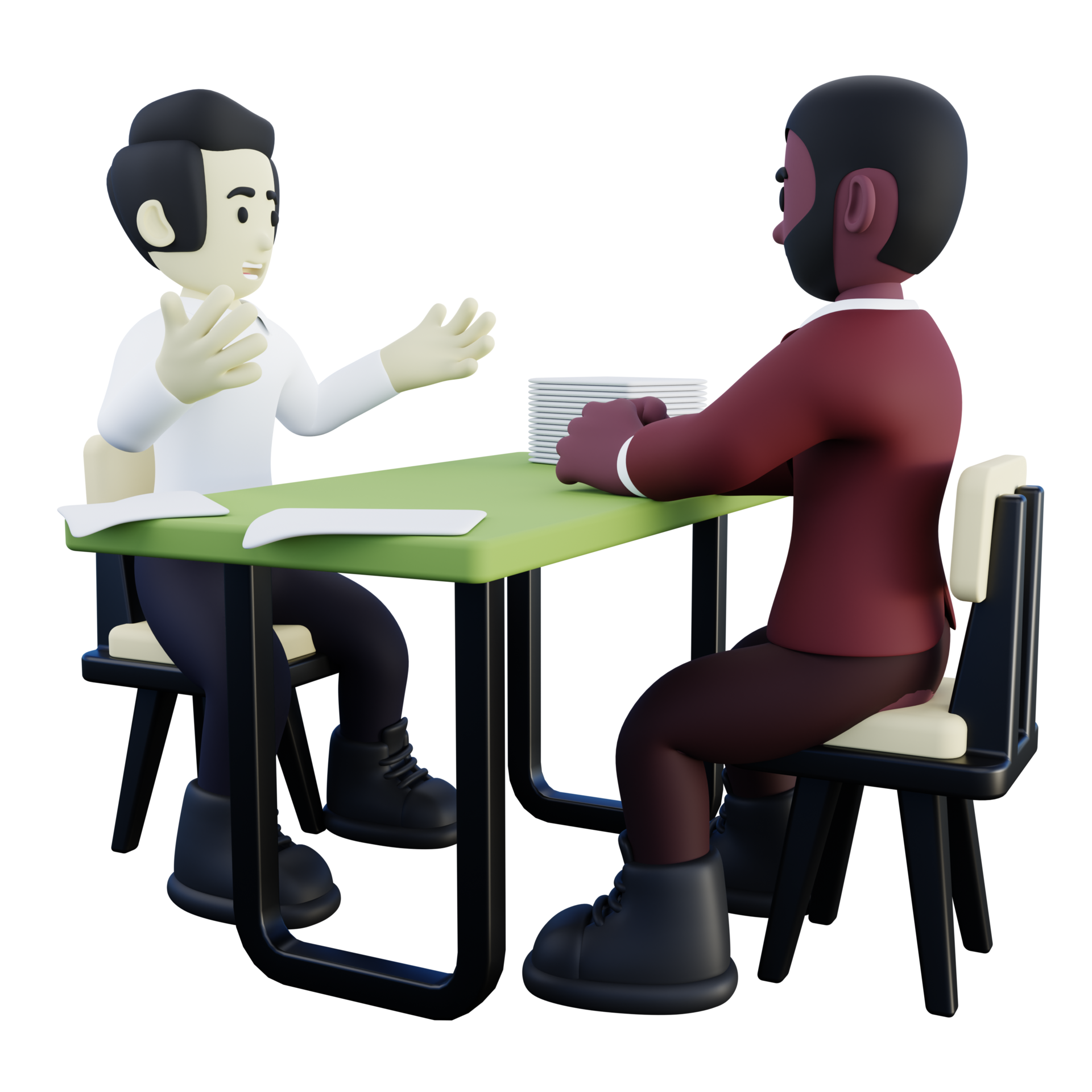 3d Illustration of HR Doing Job Interview with Employee Candidate