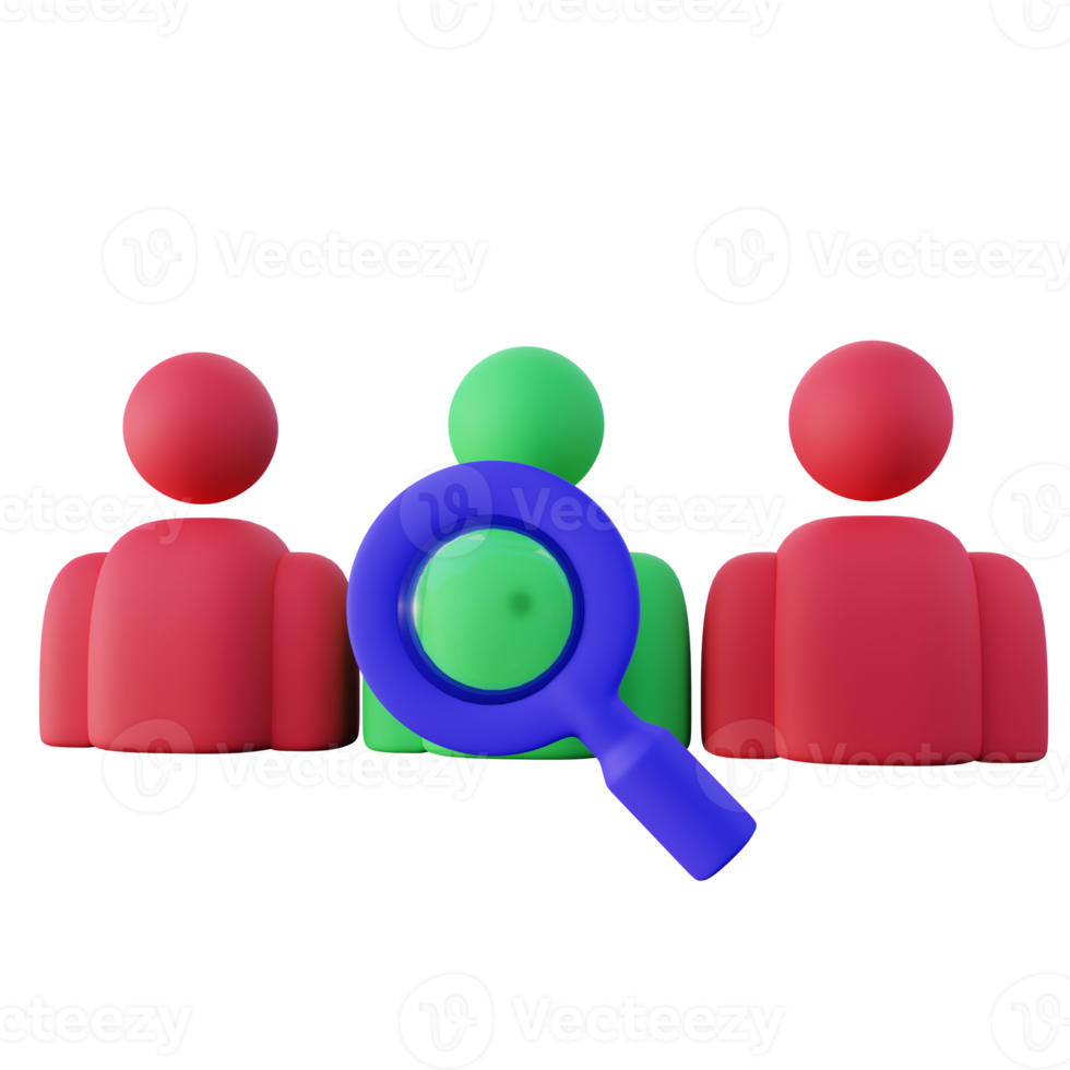 3d ilustración de seleccionado candidato desde grupo de trabajo buscador png