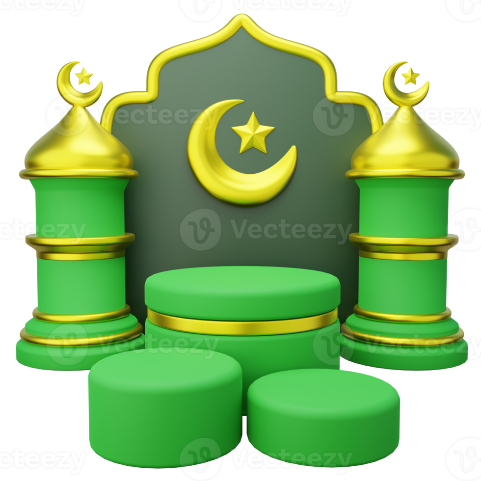 3d Ramadan Prodotto podio decorato con islamico cancello png