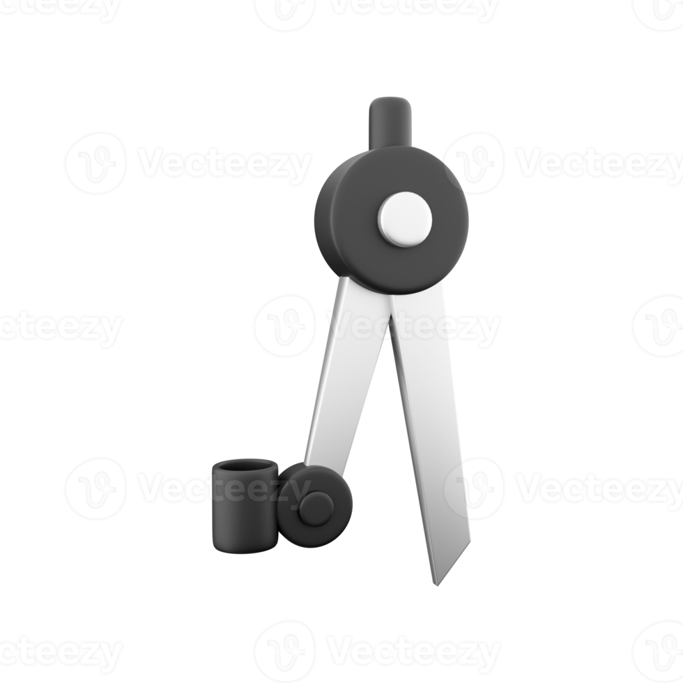 3D rendering of compass holding pen isolated on white background. 3D illustration of a compass icon holding a compass png