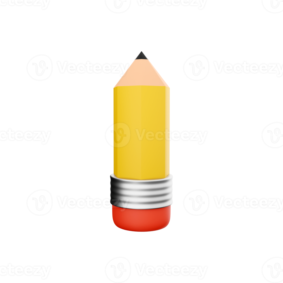 Bleistift 3d machen Modell- isoliert Weiß hintergrund.3d machen Bleistift Symbol png