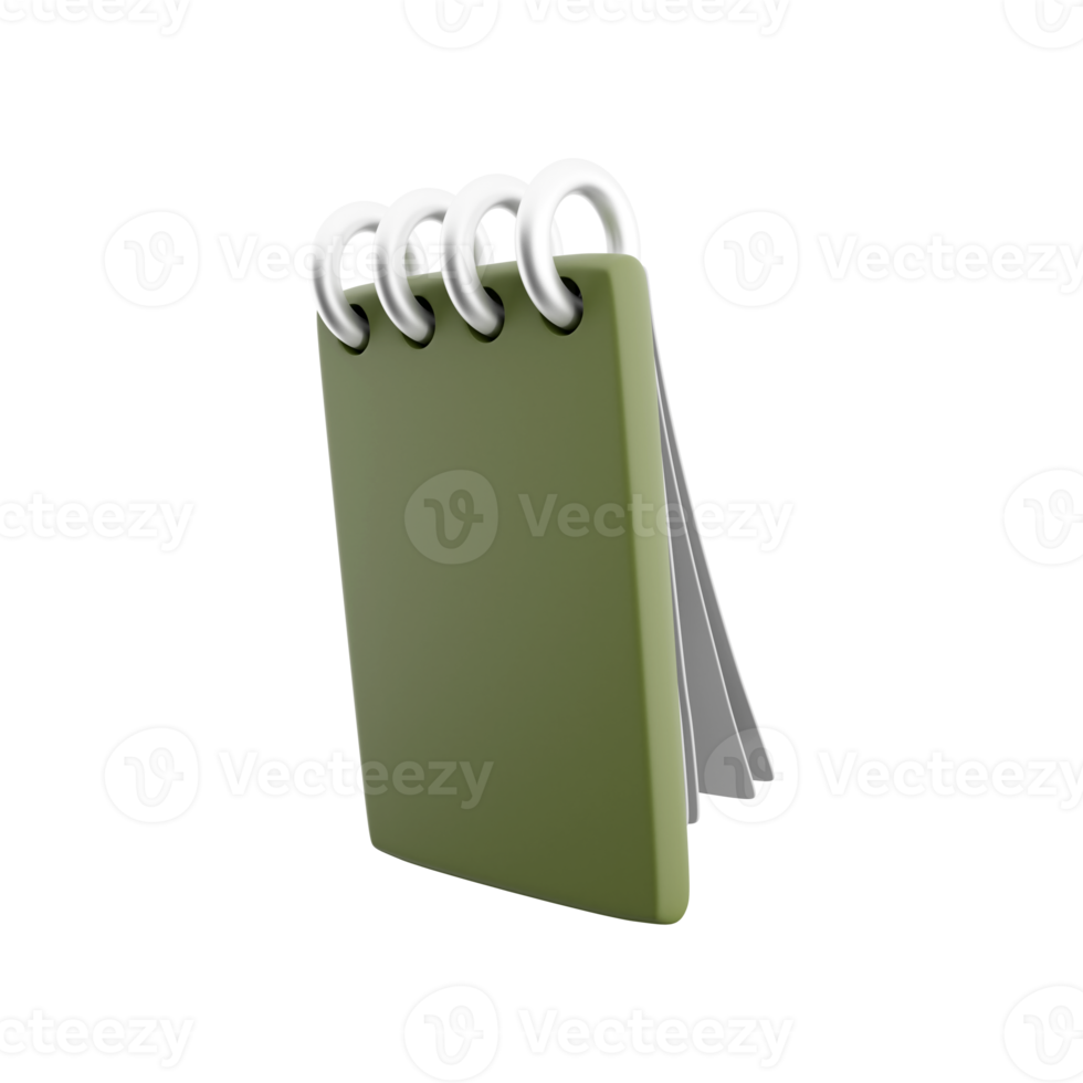 3D Render Notebook mockup with clean blank for design and advertising, 3D illustration perspective view. 3D render icon with clean blank notebook png
