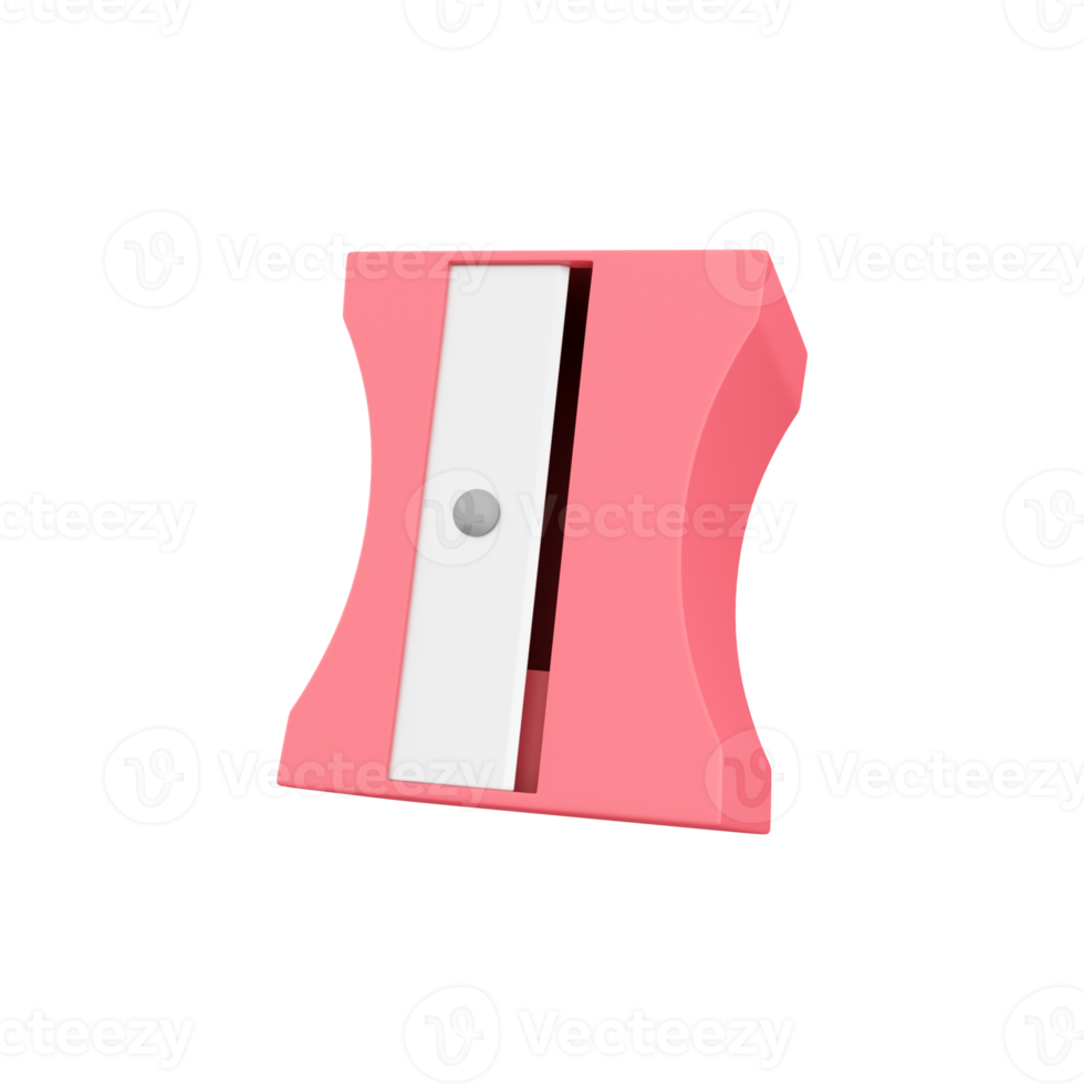 3D rendering of a pink pencil sharpener. 3D rendering pink sharpener illustration. 3D rendering pink sharpener icon png