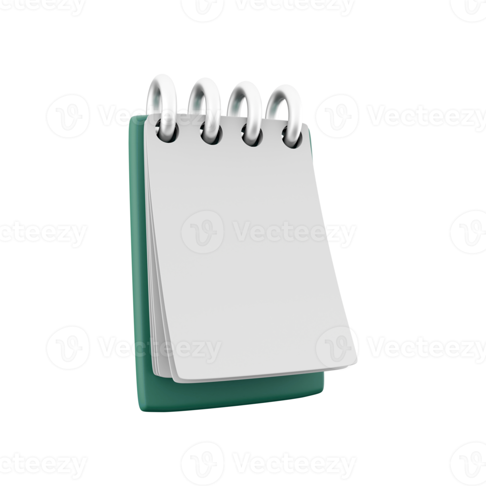 3D Render Notebook mockup with clean blank for design and advertising, 3D illustration perspective view. 3D render icon with clean blank notebook png