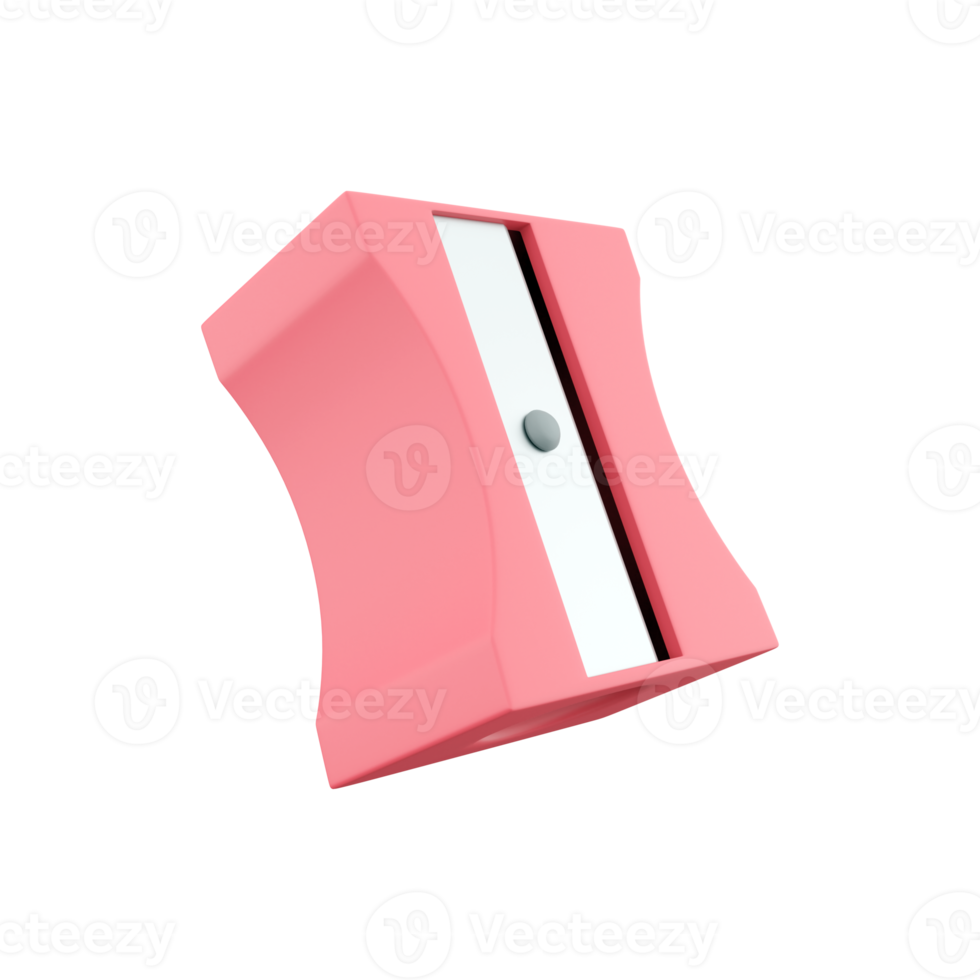 3D rendering of a pink pencil sharpener. 3D rendering pink sharpener illustration. 3D rendering pink sharpener icon png