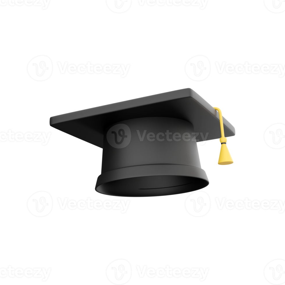 3d renderen van een Universiteit diploma uitreiking kap. 3d illustratie icoon geïsoleerd. 3d renderen vrijlating pet icoon png