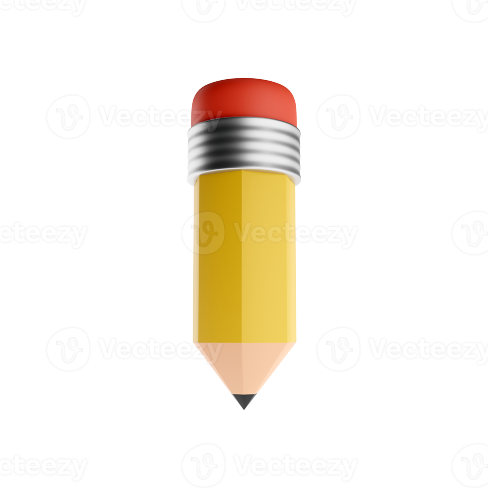 Bleistift 3d machen Modell- isoliert Weiß hintergrund.3d machen Bleistift Symbol png