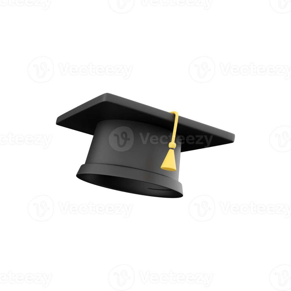 3D rendering of a university graduation cap. 3d illustration icon isolated. 3D rendering release cap icon png