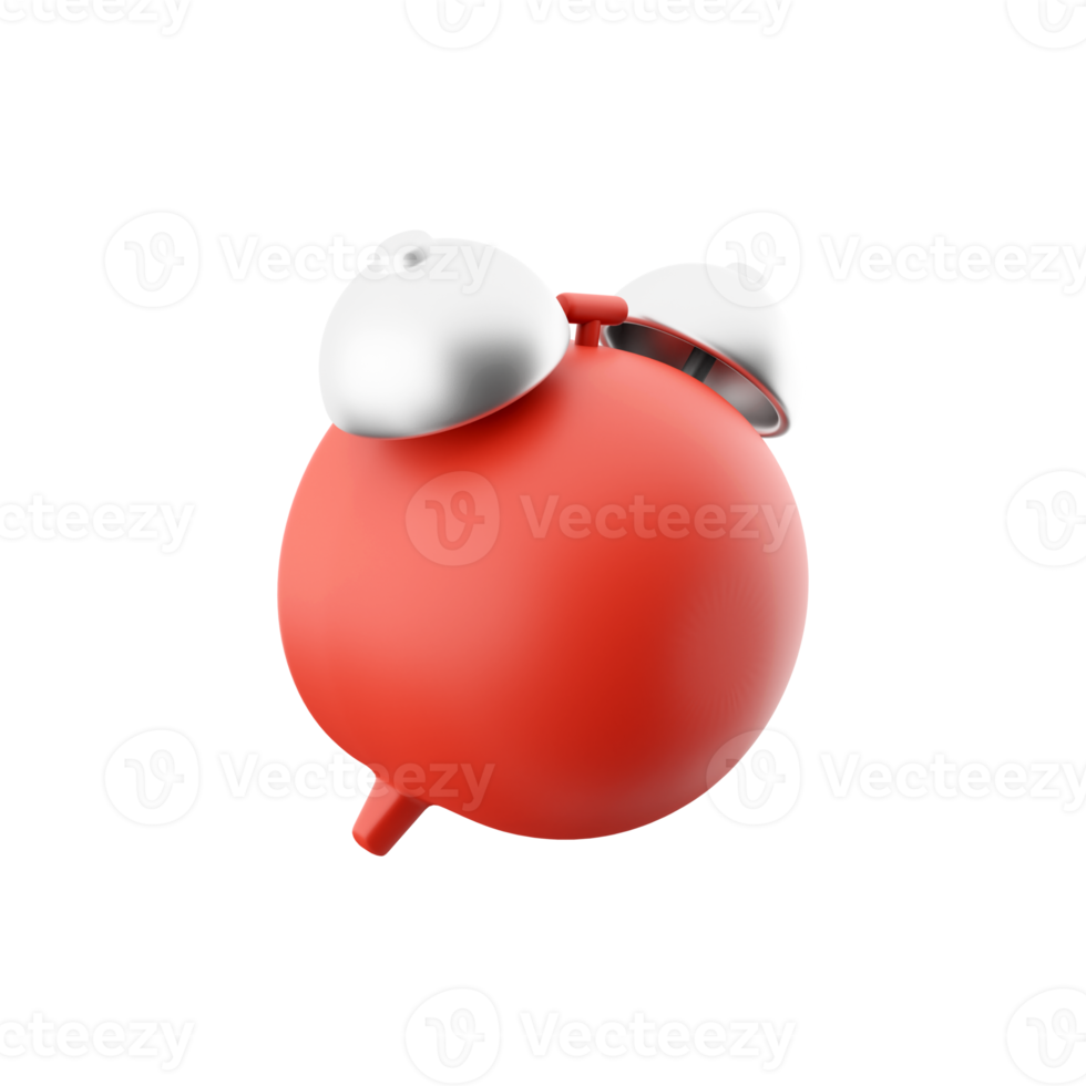 3d Rendern rot Jahrgang Alarm Uhr auf Weiß Hintergrund. minimal kreativ Konzept. 3d machen rot Jahrgang Uhr Symbol png