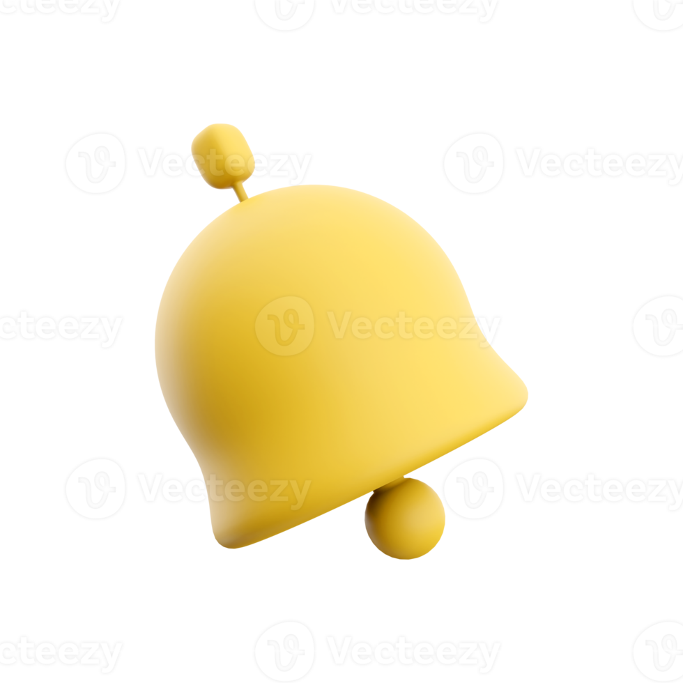 3d render notification bell isolated on white background. 3d render yellow ringing bell with new notification for social media reminder. 3d render notification bell icon png