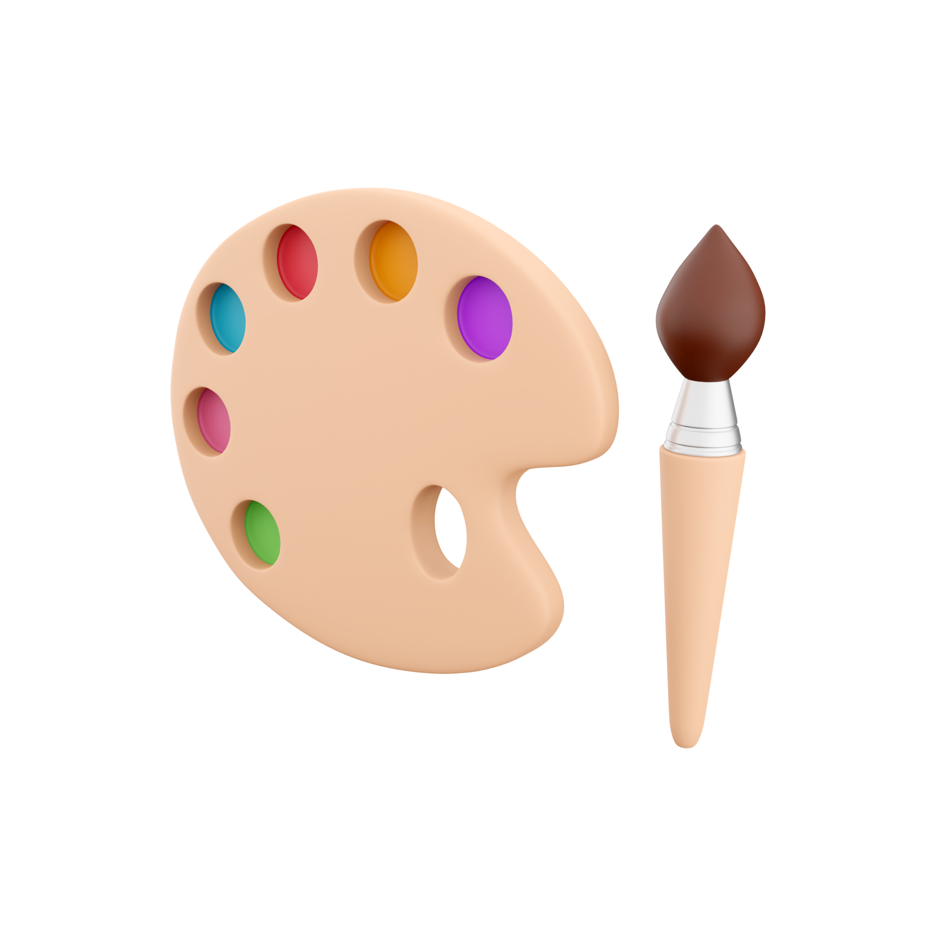 3d rendering art pastel color palette with paint brush tool for