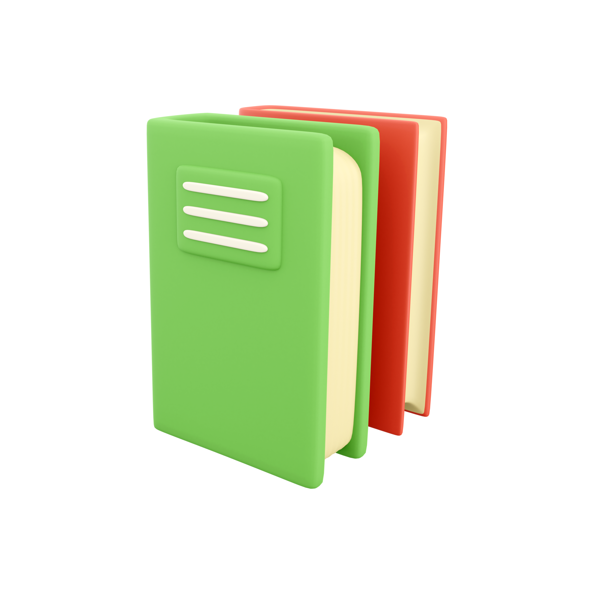 3D rendering Two books isolated on white background. Minimalist concept