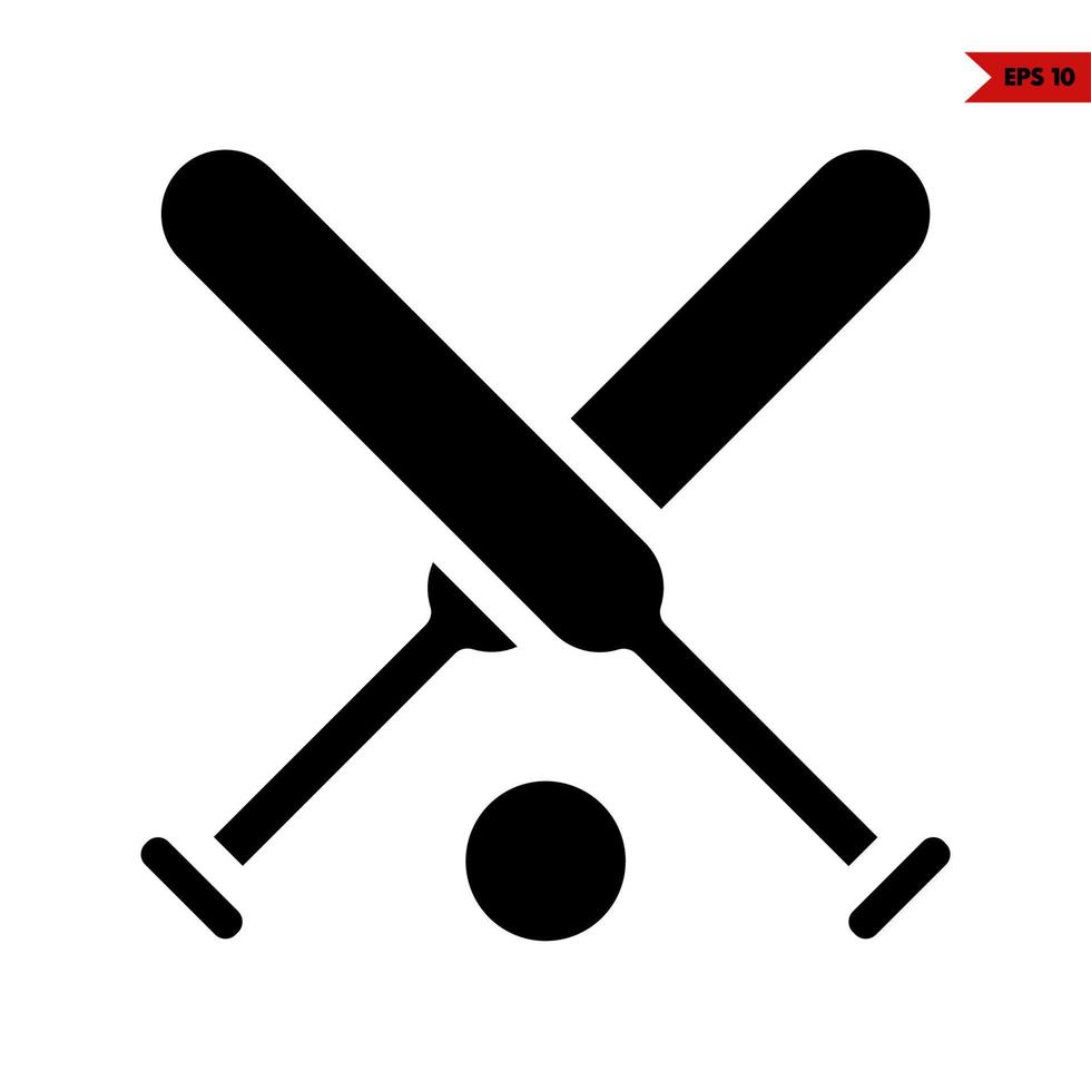 palo béisbol con pelota béisbol deporte glifo icono vector