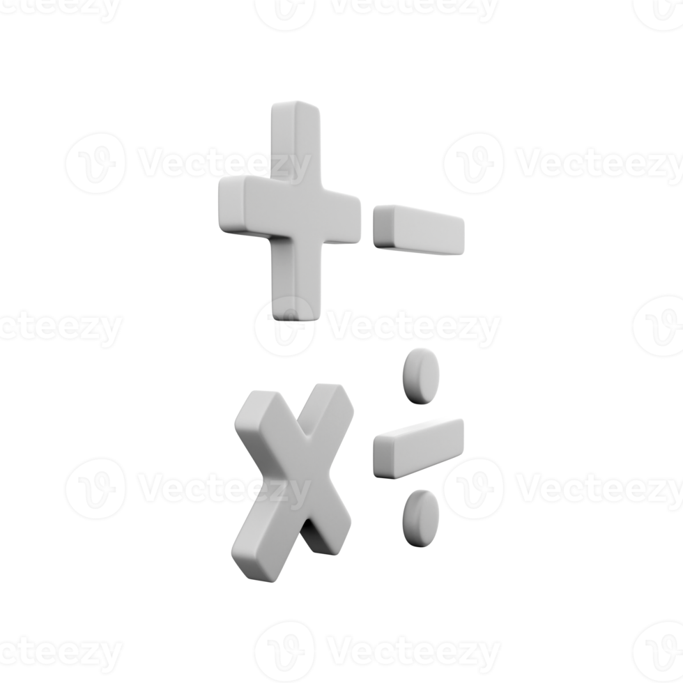 3d tolkning matematik utbildning symboler på vit bakgrund matematik operationer begrepp beräkning symbol grå geometrisk form. 3d tolkning matematik operationer begrepp beräkning symbol ikon png