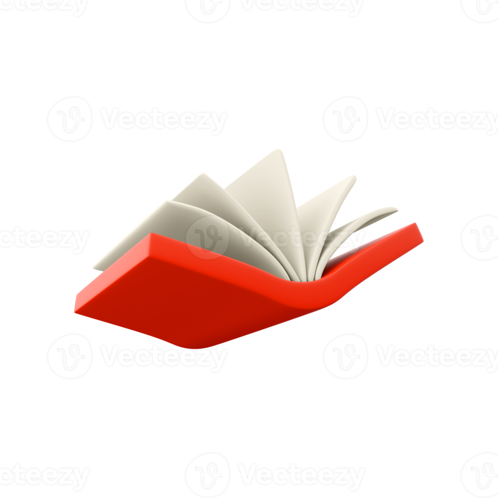 3D rendering Open book, white paper blank pages and diary. 3d render open book icon. png