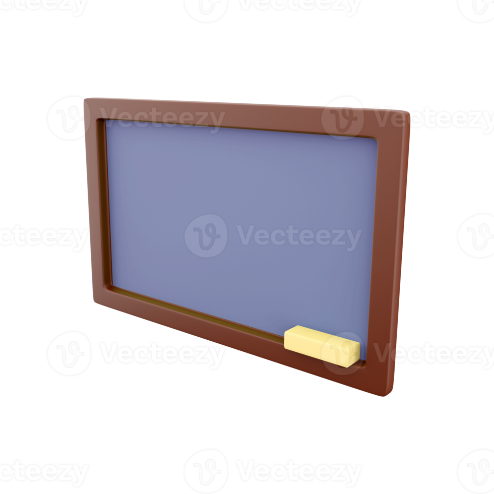 3D rendering blue board on white background. Object for back to school, education and science design. 3D rendering board icon png