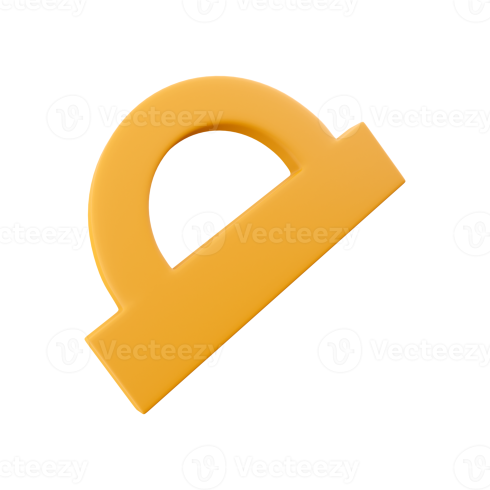 3D render half disk protractor degrees ruler 3d illustration rendering icon editable isolated. 3D render half disk protractor degrees ruler. png