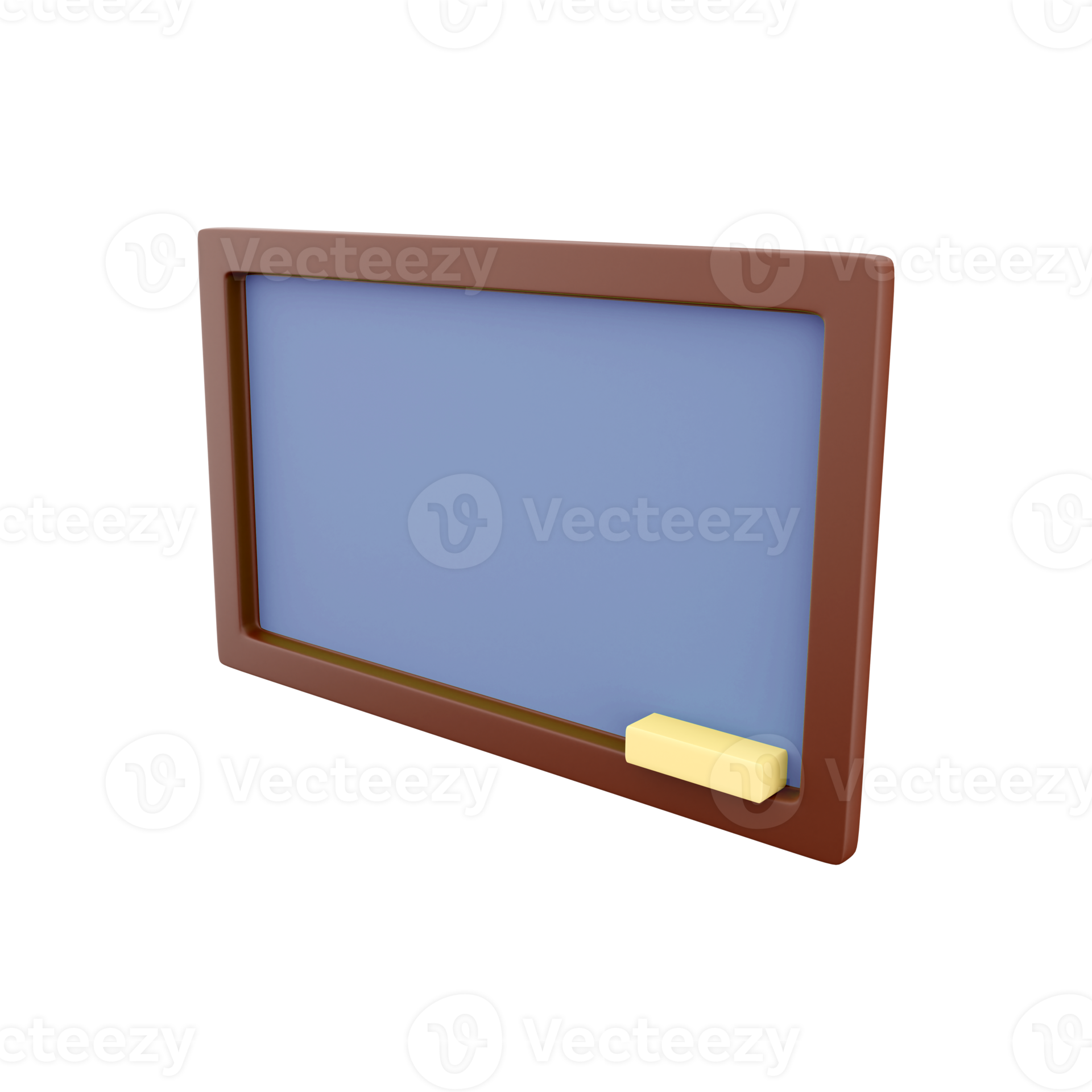 3D rendering blue board on white background. Object for back to school, education and science
