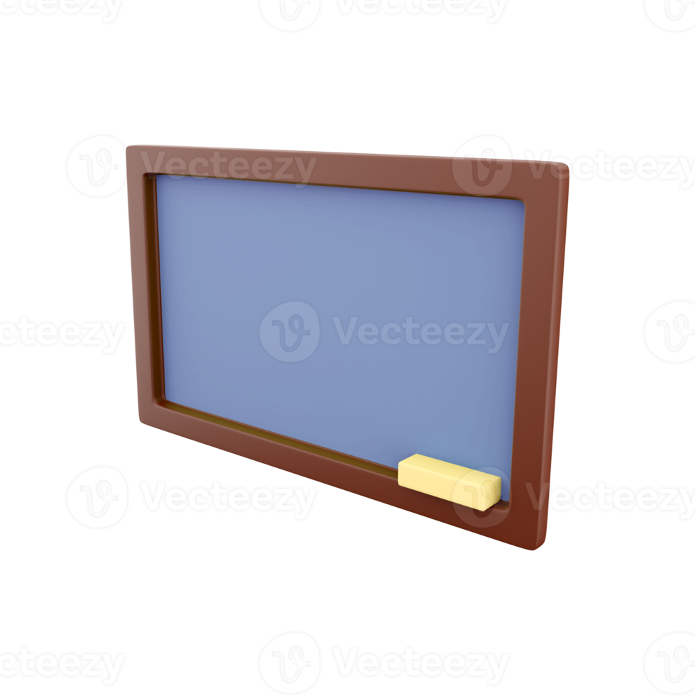 3D rendering blue board on white background. Object for back to school, education and science design. 3D rendering board icon png