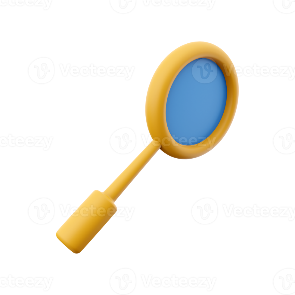 3D rendering magnifying glass. The concept of discovery, research, search, analysis. 3D rendering magnifying glass icon. png