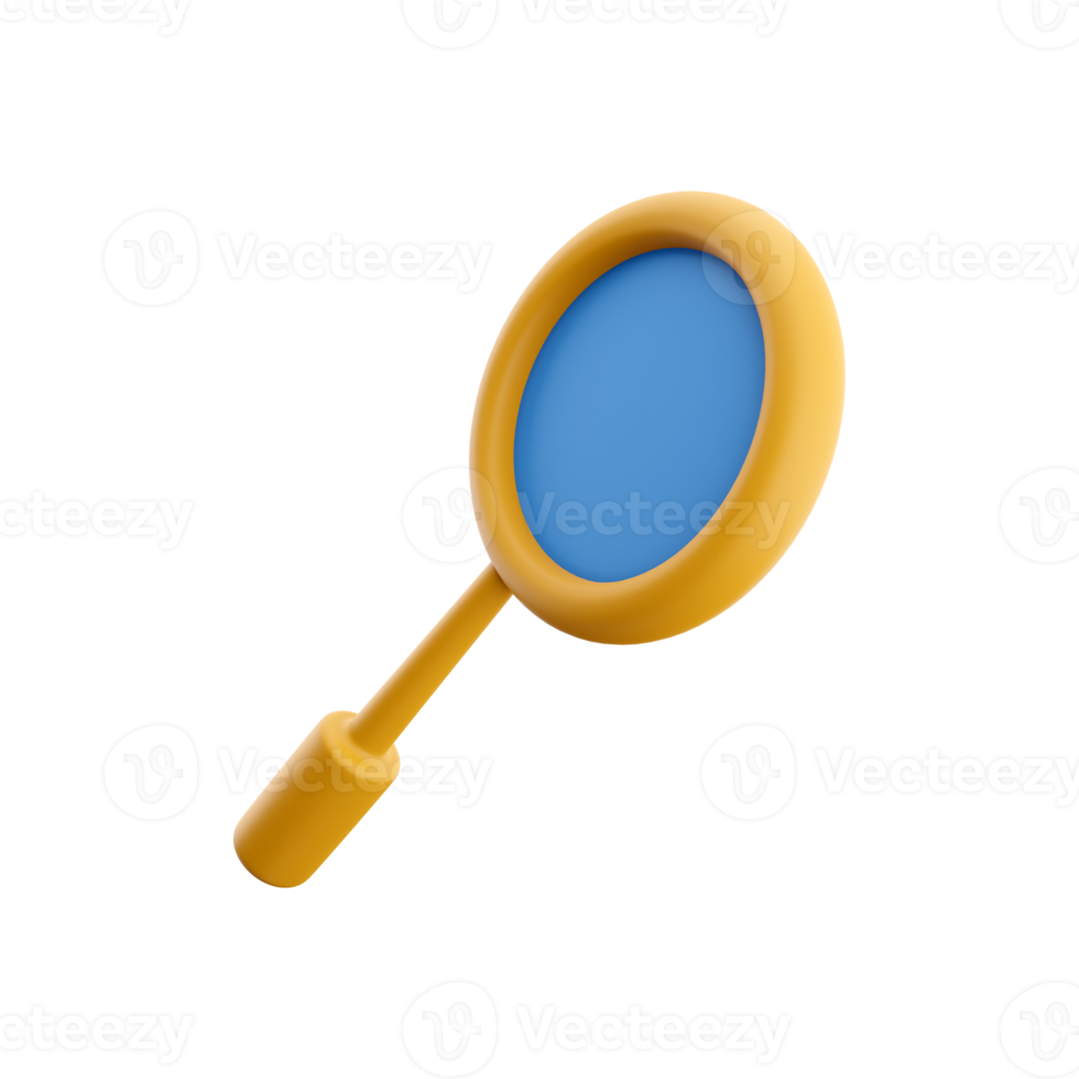 3D rendering magnifying glass. The concept of discovery, research, search, analysis. 3D rendering magnifying glass icon. png