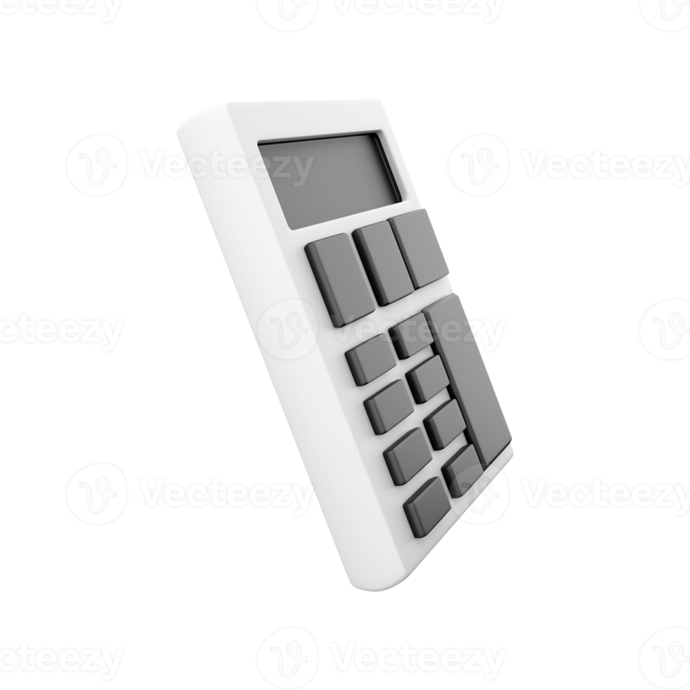 3D rendering of a gray calculator on a white background.3d render calculator icon png